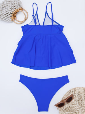 Lina V-neck Tankini Swimsuit Ruffles