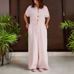 Clara Beatriz Pink Linen Jumpsuit