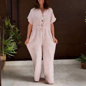 Clara Beatriz Pink Linen Jumpsuit