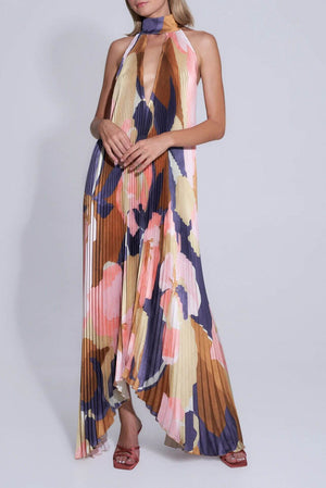 Joanna Pleated Halter Maxi Dress