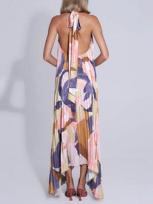 Joanna Pleated Halter Maxi Dress