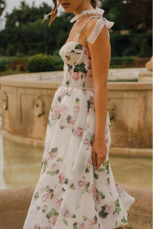 Sofia Strapless Floral Midi Dress