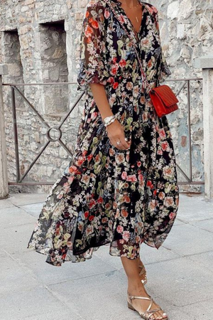 Elegant Long Sleeve Floral Dress