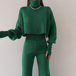 Chloé Knit Turtleneck Crop and Pants Set