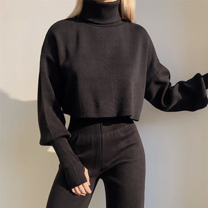 Chloé Knit Turtleneck Crop and Pants Set