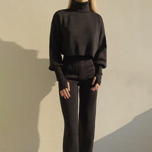 Chloé Knit Turtleneck Crop and Pants Set