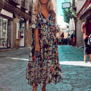 Elegant Long Sleeve Floral Dress