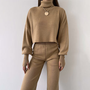 Chloé Knit Turtleneck Crop and Pants Set