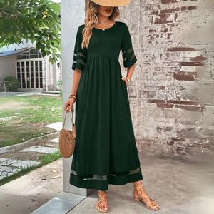 Luna - Elegant Maxi Dress with Sheer Sleeves