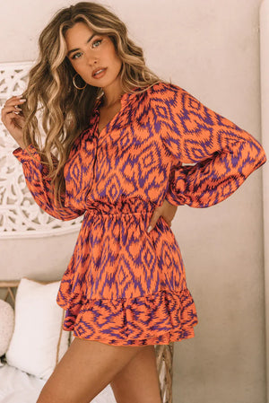 Alicia Mini Dress with Geometric Print