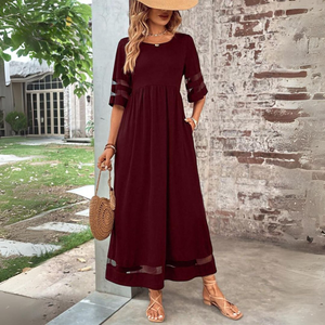 Luna - Elegant Maxi Dress with Sheer Sleeves