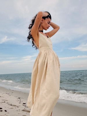 Long cotton dress with straps