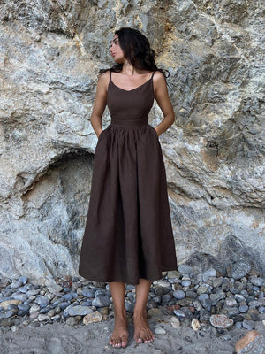 Long cotton dress with straps