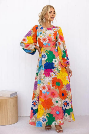 Florence - Floral Puff Sleeve Maxi Dress