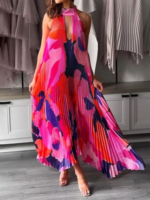 Joanna Pleated Halter Maxi Dress