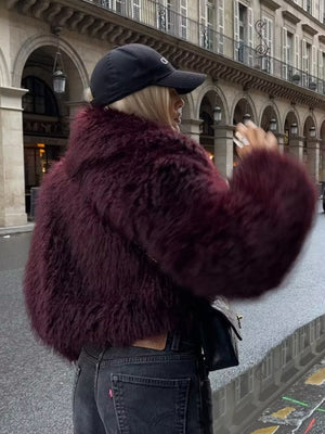 Glamour Plush Jacket in Burgundy