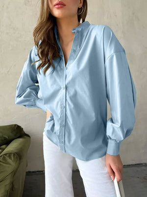 Cotton shirt with puffed sleeves