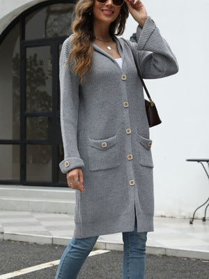 Gaby long knitted cardigan with hood