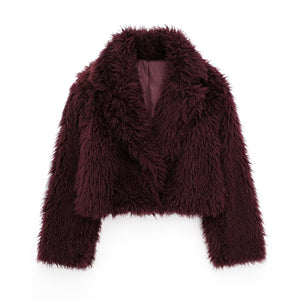 Glamour Plush Jacket in Burgundy