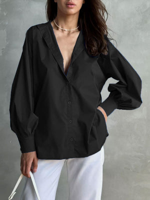 Cotton shirt with puffed sleeves