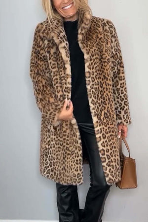 ISABELLA - Elegant Winter Coat with Leopard Print