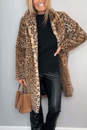 ISABELLA - Elegant Winter Coat with Leopard Print