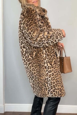 ISABELLA - Elegant Winter Coat with Leopard Print