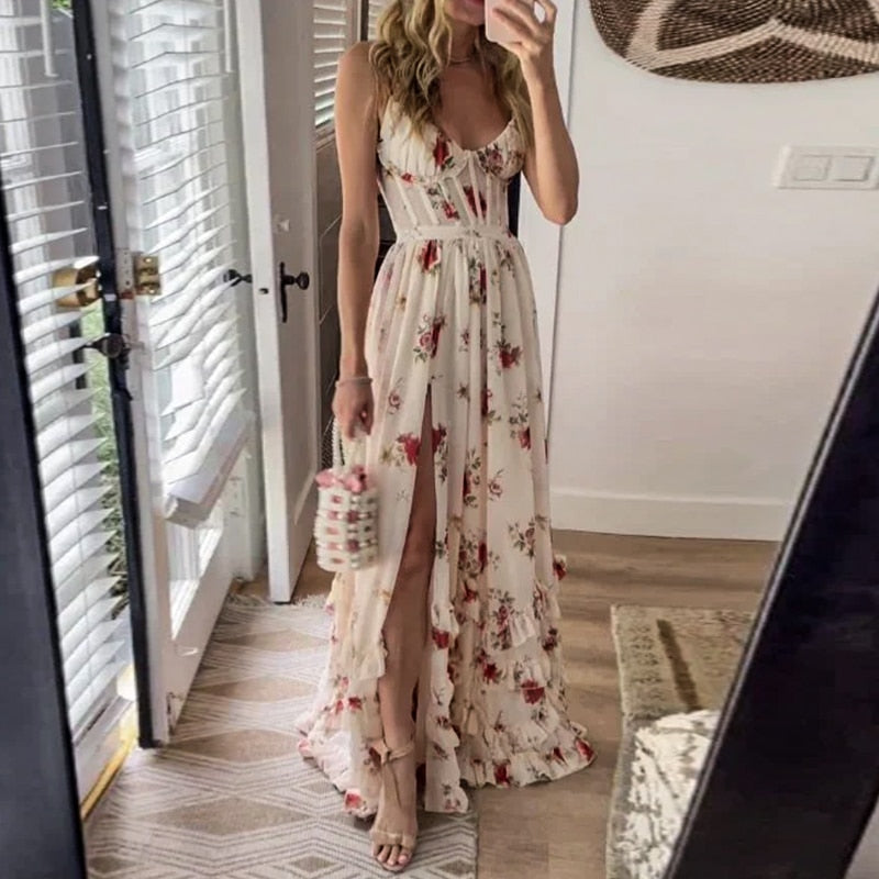 Kyla Long Floral Dress with Slit