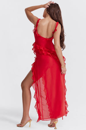 Georgia Long Elegance Dress with Ruffles