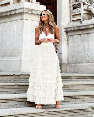 Maxi Skirt with Layers of Ruffles