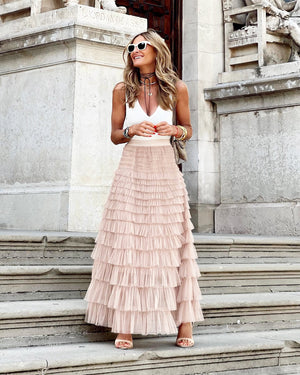 Maxi Skirt with Layers of Ruffles