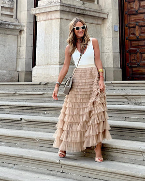 Maxi Skirt with Layers of Ruffles