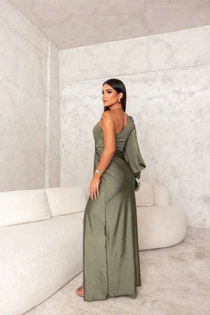 Valeria | One-sleeved satin dress