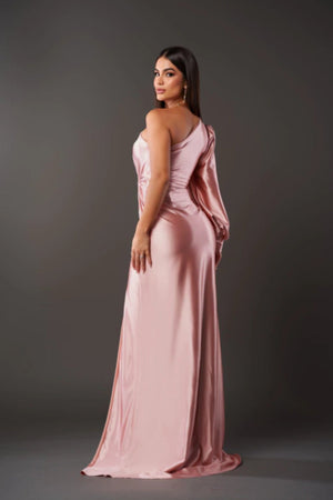 Valeria | One-sleeved satin dress