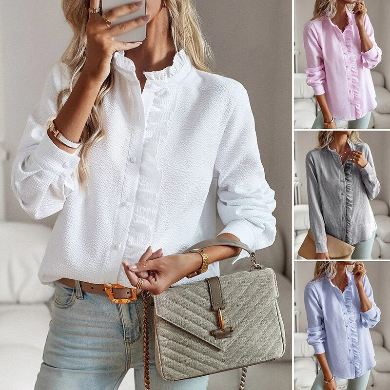 Johanne Casual Shirt with Ruffle Detail Astalia Fashion