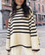 Oversize Striped Knitted Sweater Blouse Turtleneck