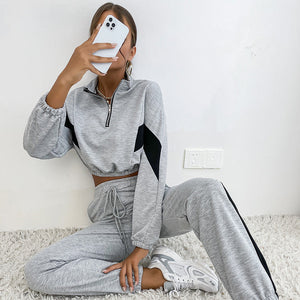 Ariya Sweatshirt Set Crop Blouse and Pants