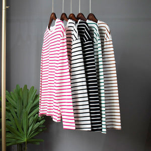 Long Sleeve Striped Fleece Blouse