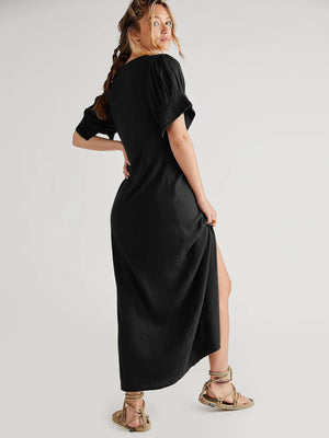 Maxi V-neck Slit Dress