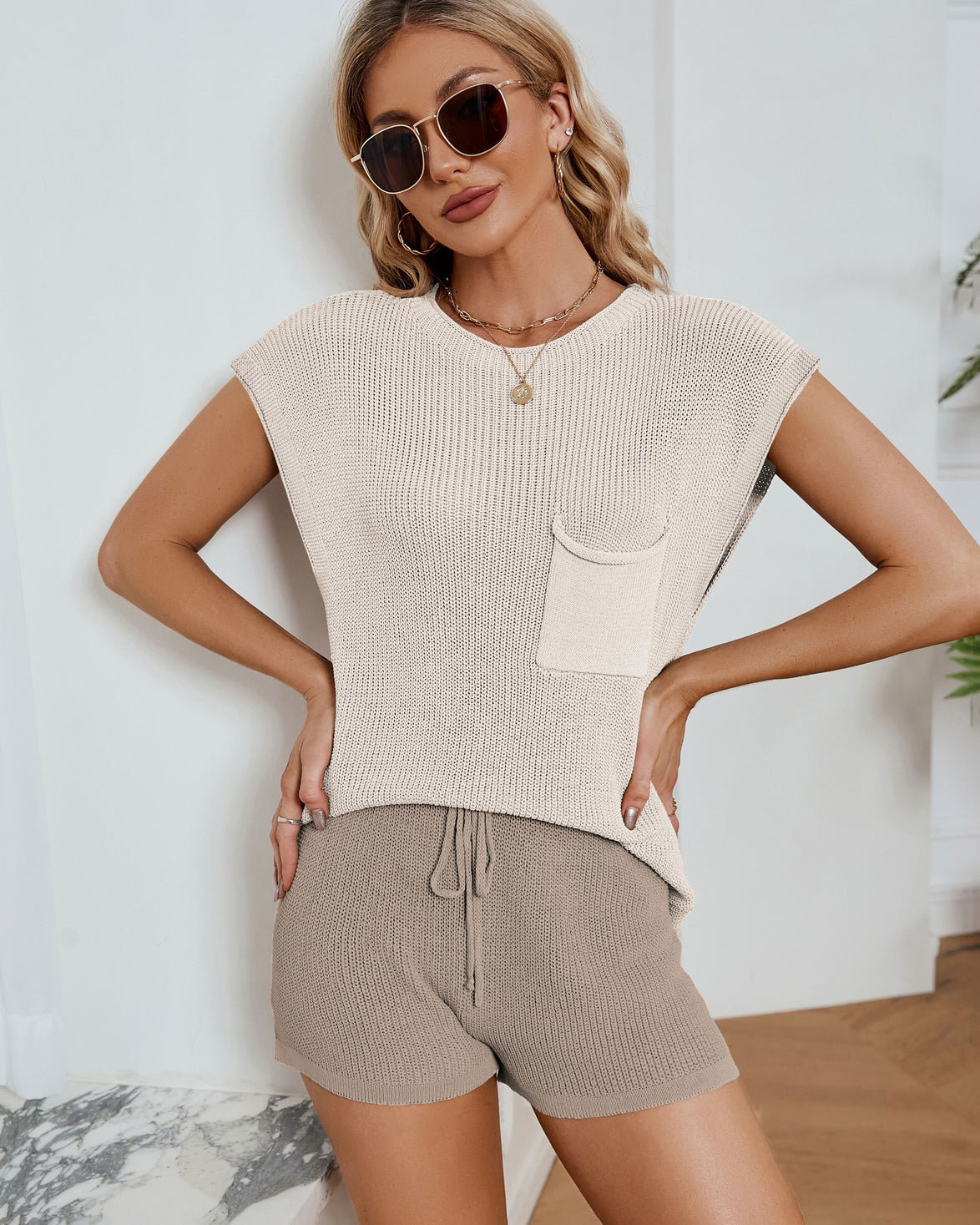 Tricot Tank Top and Shorts Set