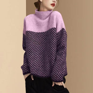Herringbone High Collar Sweater