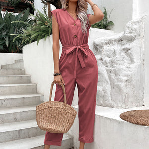 Palmer Jumpsuit with Buttons and Ties