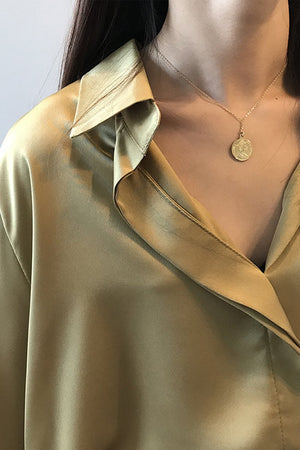 Long Sleeve Satin Blouse