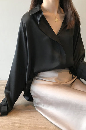 Long Sleeve Satin Blouse