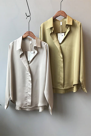 Long Sleeve Satin Blouse