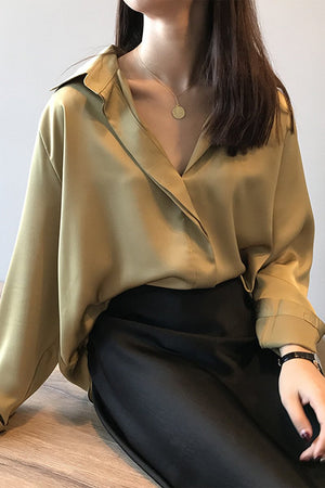 Long Sleeve Satin Blouse