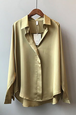 Long Sleeve Satin Blouse