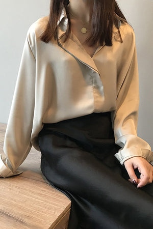 Long Sleeve Satin Blouse