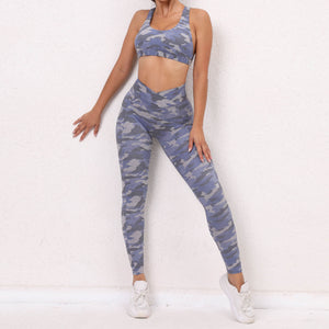 Camouflaged Top and Legging Pants Set