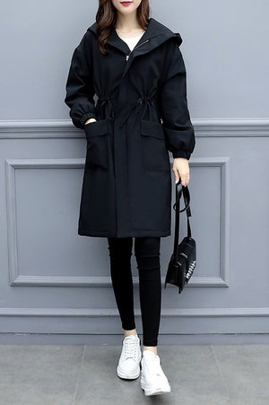 Hooded Long Jacket with Velvet Lining